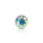 Clear Iridescent Round Gem Silver Metal Plug - Lg Anal Play Viben