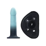 Duo Semi-Realistic Dildo With Harness - Turquoise/black Dildos VeDO