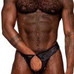 Sassy Lace - Open Ring Thong - Large/x-Large - Black Panties & Thongs Male Power