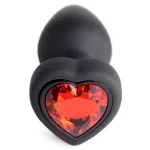 28x Silicone Vibrating Red Heart Anal Plug With Remote - Small Anal Play XR Brands