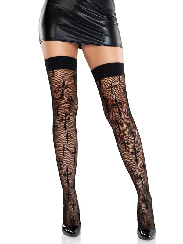 Worship Me Thigh Highs O/s - Black Hosiery & Garters Leg Avenue