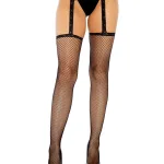Lumi Fishnet Garter Belt Stocking - One Size - Black Hosiery & Garters Leg Avenue