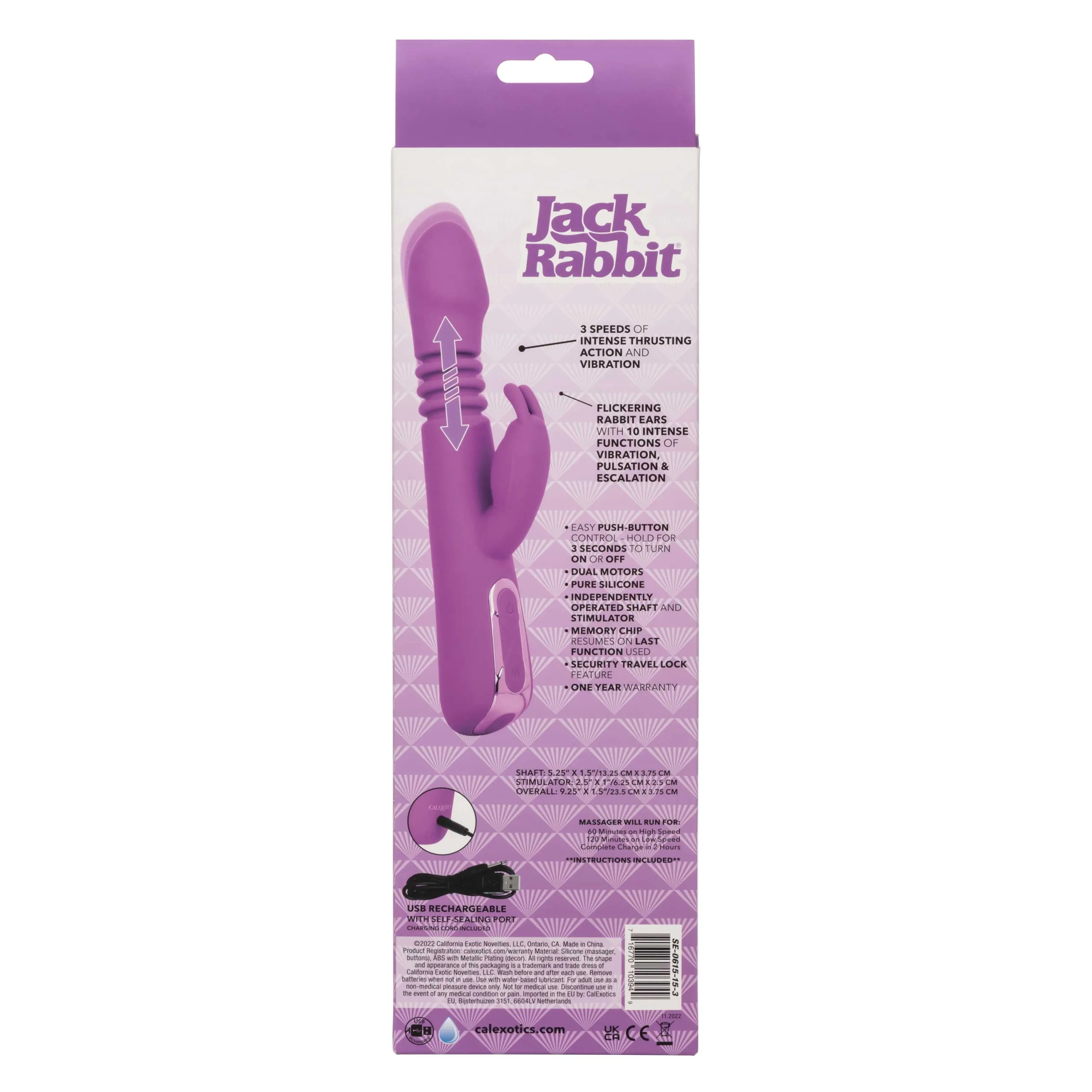 Jack Rabbit Elite Thrusting Rabbit - Purple Vibrators CalExotics