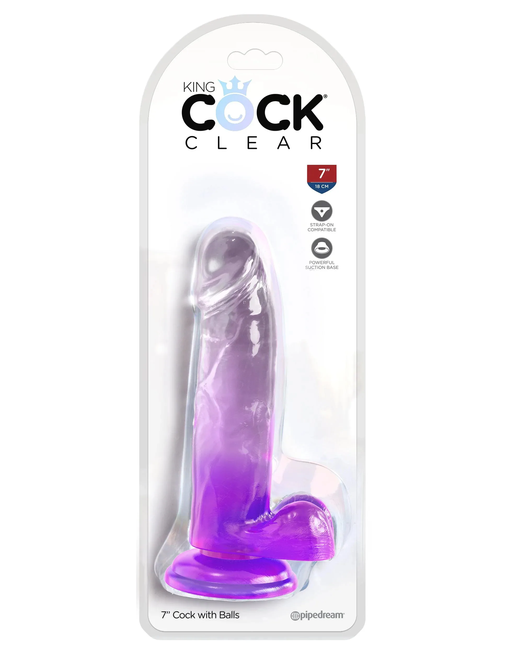 King Cock Clear 7 Inch With Balls - Purple Dildos Pipedream
