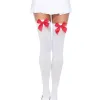 Nylon Over the Knee Socks - White With Red Bow Hosiery & Garters Leg Avenue