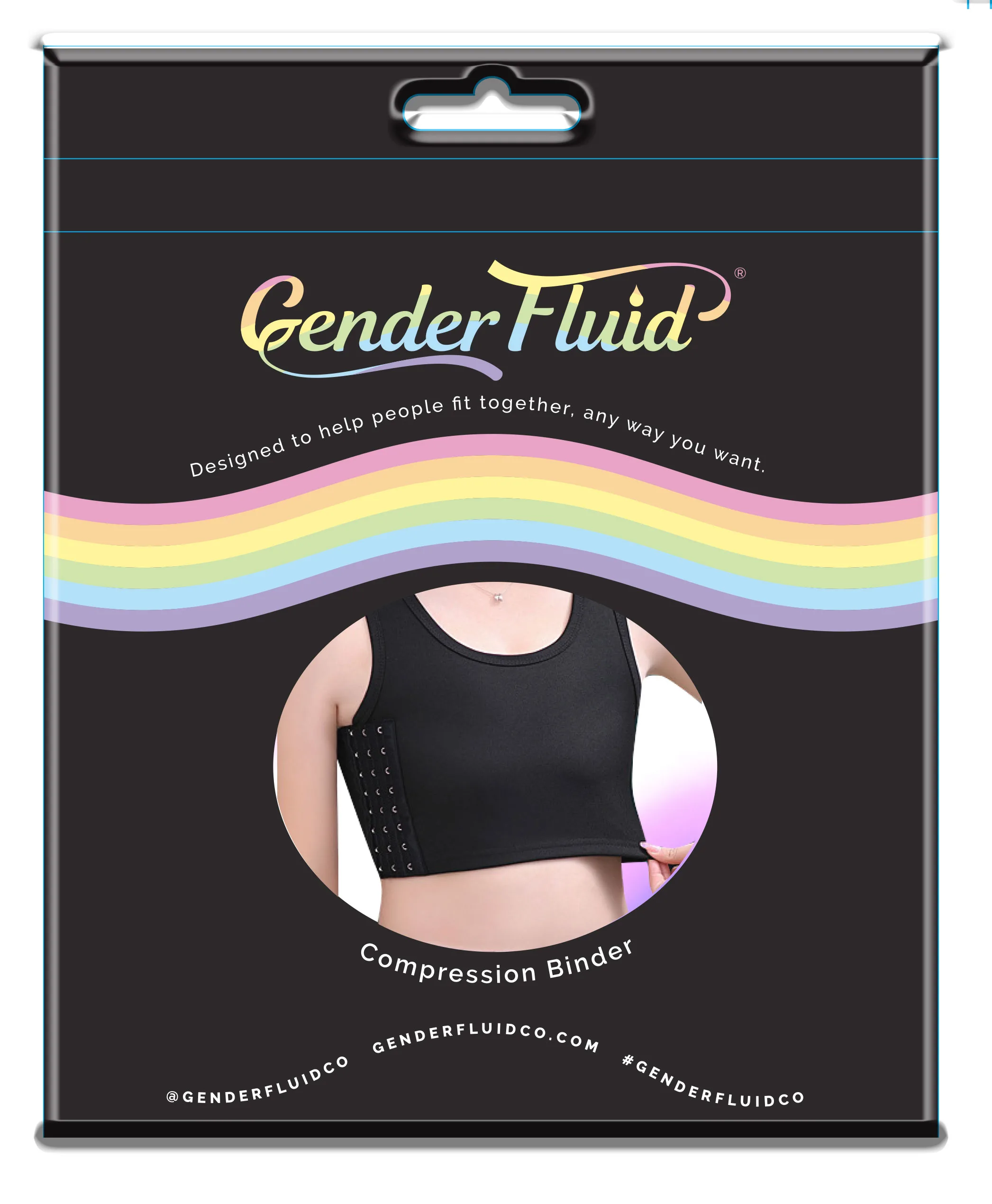 Gender Fluid Chest Compression Binder - Medium - Black BDSM & Kink Voodoo Toys