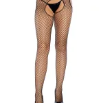 Plus Grey Industrial Net Suspender Hose - One Size - Black Hosiery & Garters Leg Avenue
