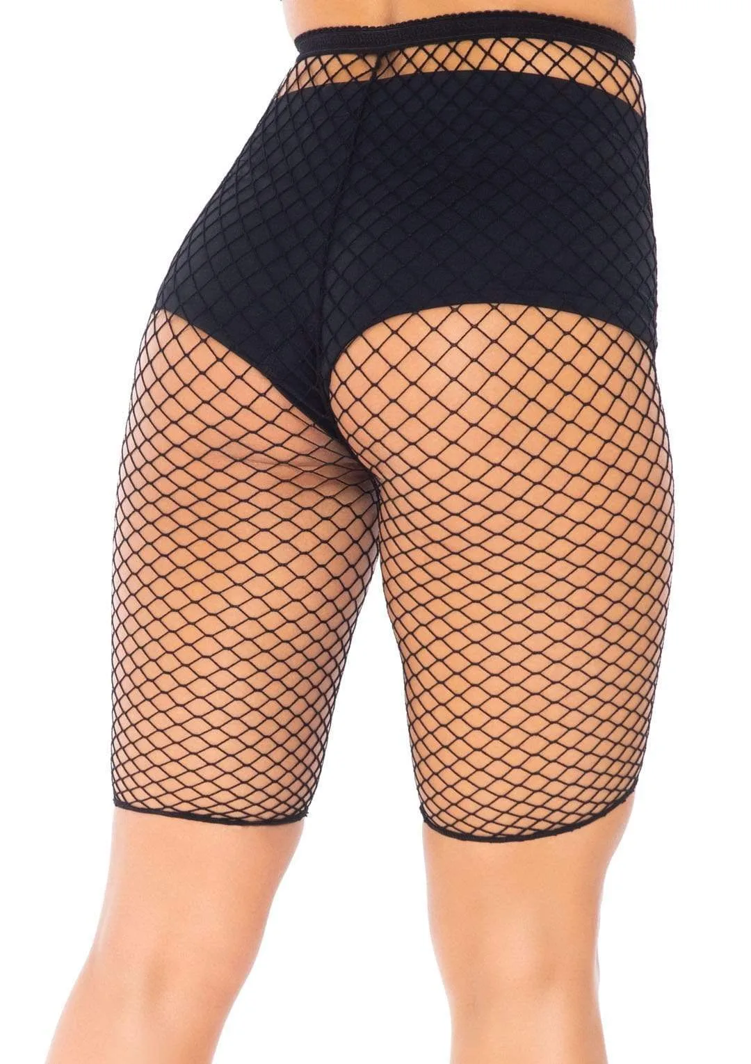 Industrial Fishnet Biker Shorts - One Size - Black Hosiery & Garters Leg Avenue