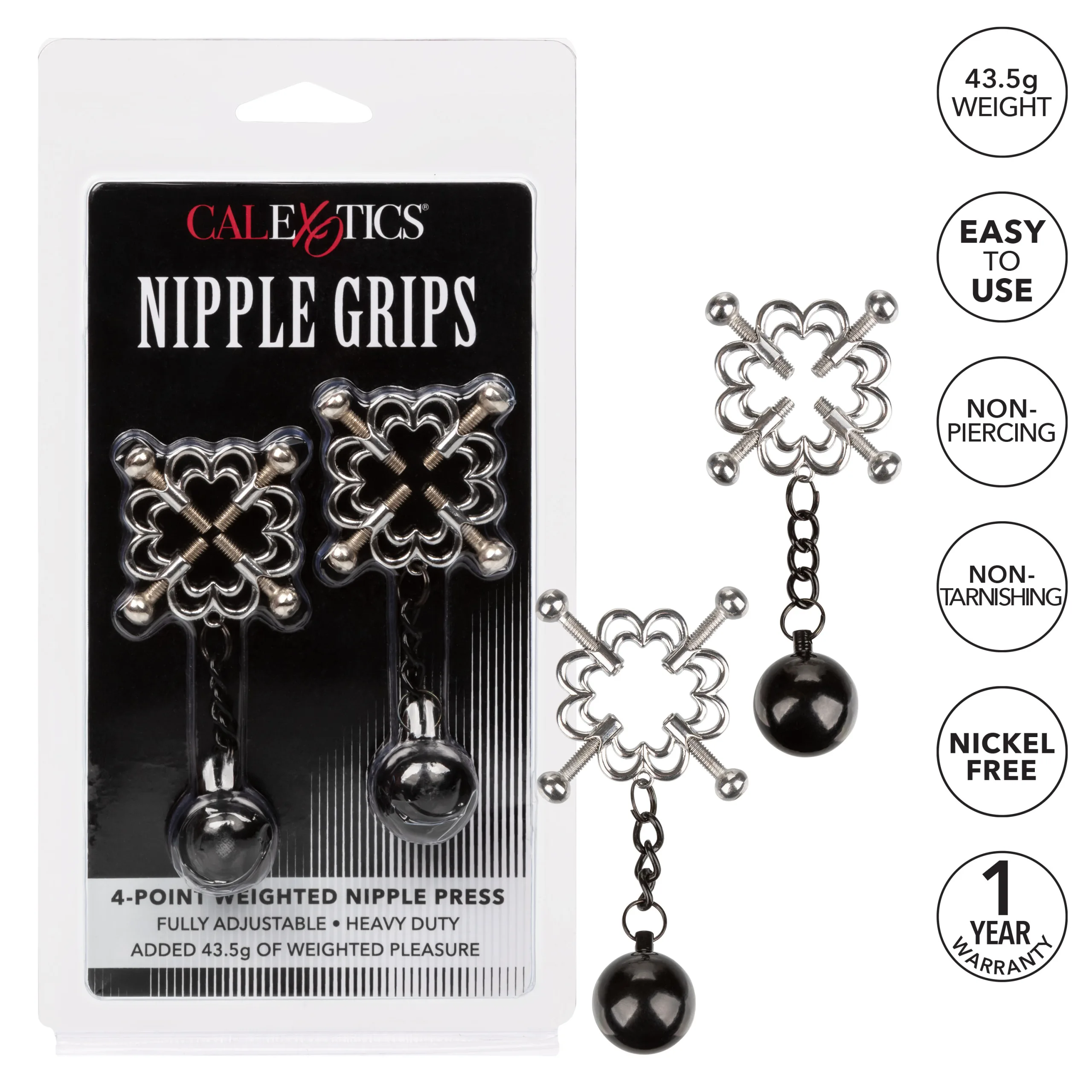 Nipple Grips 4-Point Weighted Nipple Press BDSM & Kink CalExotics