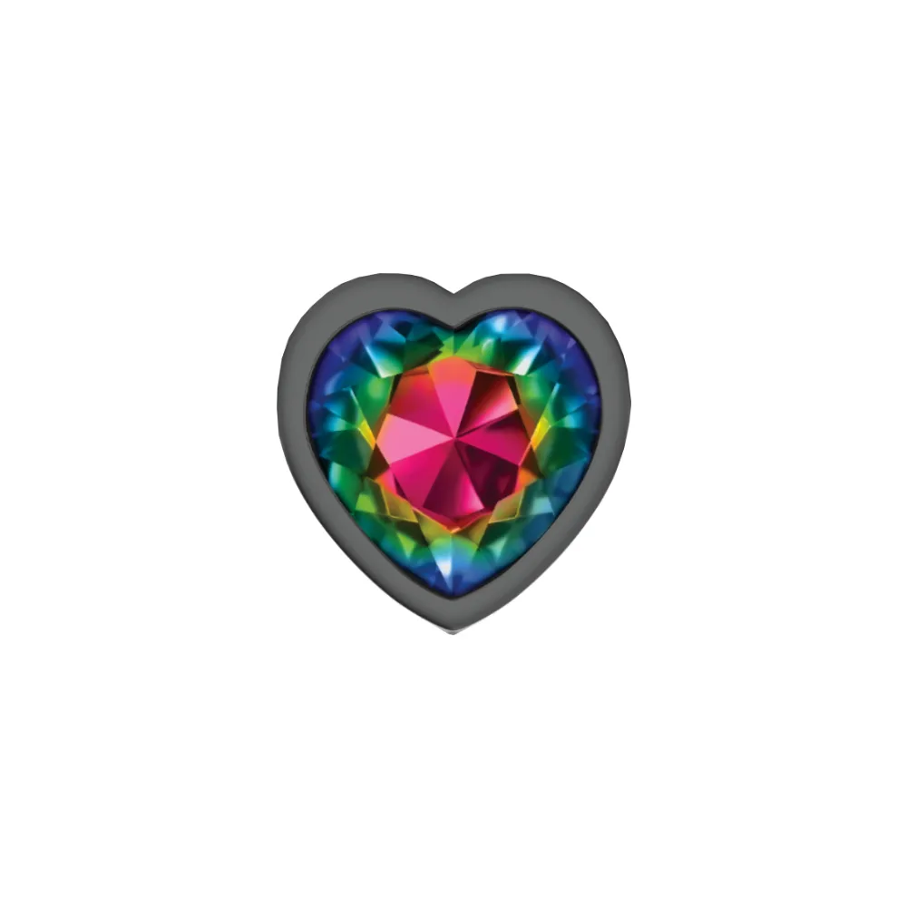 Rainbow Heart Gem Gunmetal Metal Plug - Md Anal Play Viben