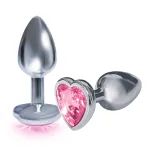 The 9's the Silver Starter Heart Bejeweled Stainless Steel Plug - Pink Anal Play Icon Brands