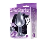 The 9's the Silver Starter Bejeweled Stainless Steel Plug - Violet Anal Play Icon Brands