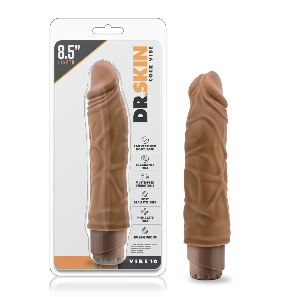 Dr. Skin - Cock Vibe 10 - 8.5 Inch Vibrating Cock - Mocha Vibrators Blush