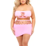 Net Worth 2pc Bandeau Set - Queen - Pink Lingerie Sets Pink Lipstick