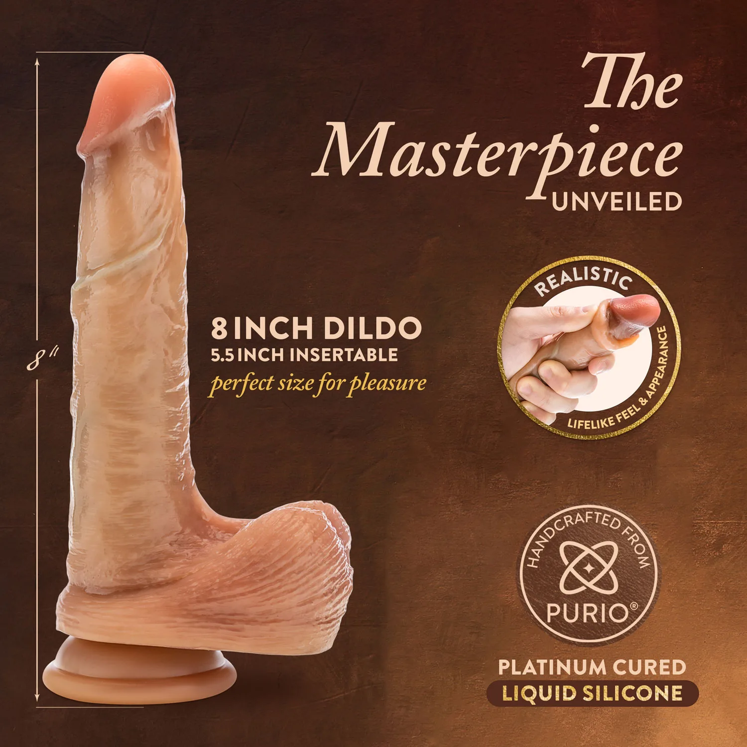 Renaissance - Davinci - 8 Inch Sliding Foreskin Dildo With Squeezable Balls - Tan Dildos Blush