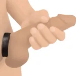 Leather and Velcro Cock Ring - Black Cockrings | Adjustable XR Brands