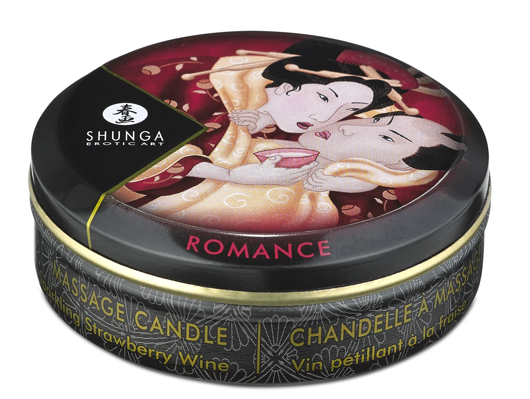Mini Massage Candle - Romance - Sparkling Strawberry Wine - 1 Fl. Oz. Festival & Rave Shunga