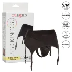 Boundless Thong With Garter - S/m - Black Hosiery & Garters CalExotics