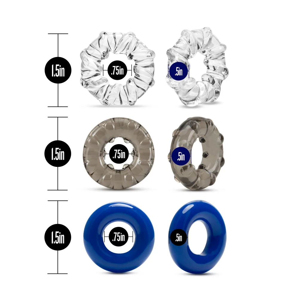 Stay Hard - Triple Stretch 3 Pack Cock Rings Cockrings Blush