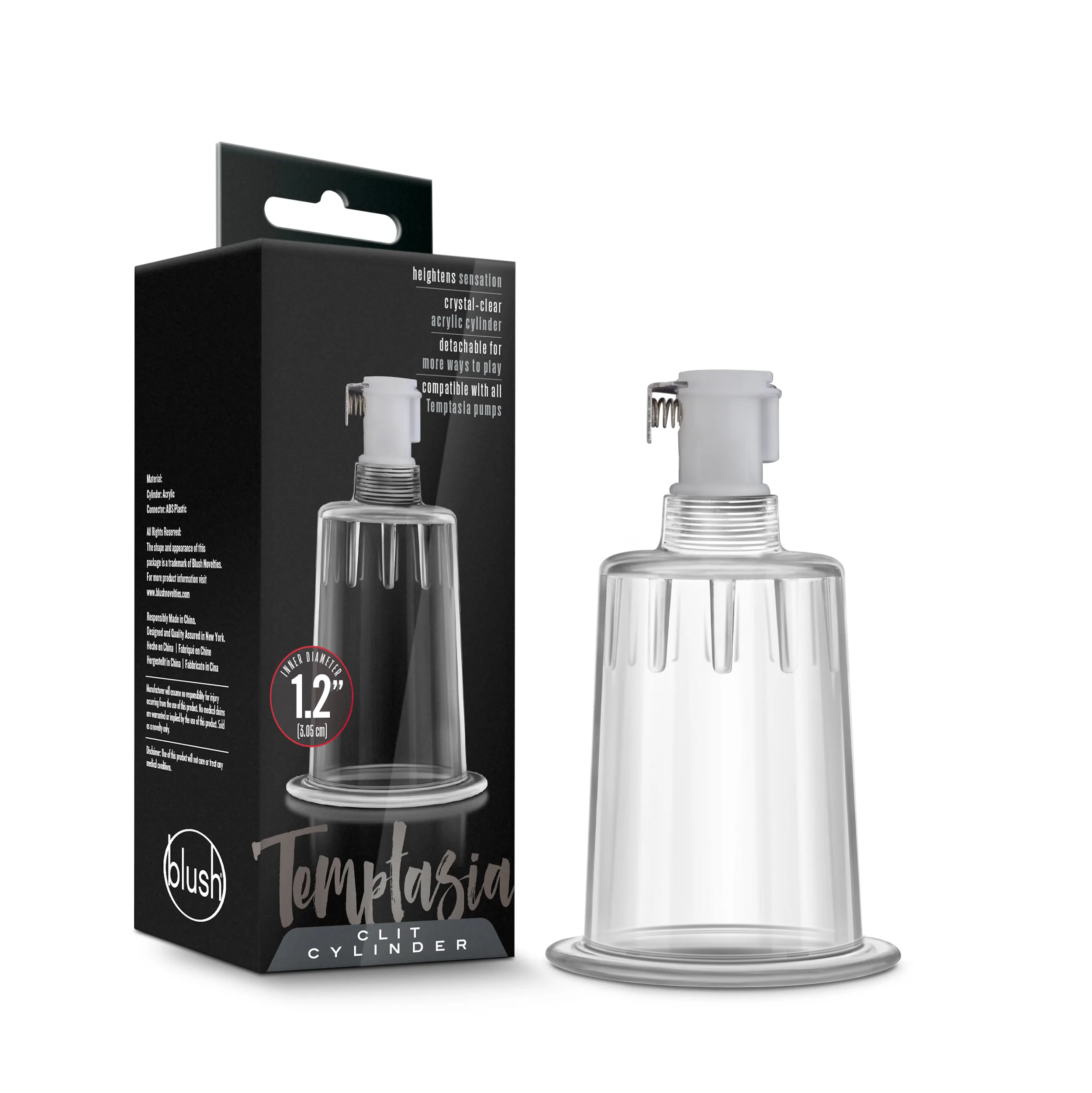 Temptasia Clit Cylinder - 1.2 Inch Diameter - Clear Strokers & Pumps Blush