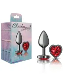 Deep Red Heart Gem Gunmetal Metal Plug - Sm Anal Play Viben