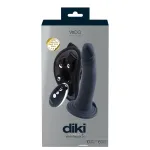 Diki Rechargeable Vibrating Dildo With Harness - Just Black Vibrators VeDO