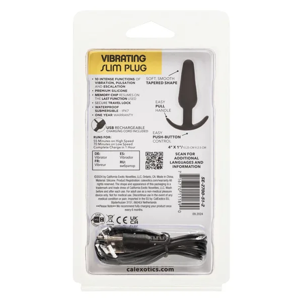 Boundless Vibrating Slim Plug - Black Vibrators CalExotics