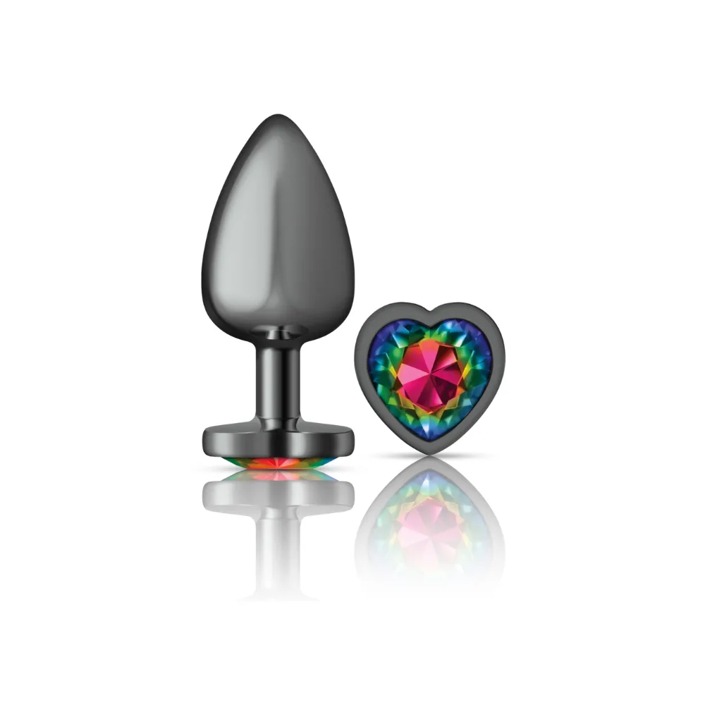 Rainbow Heart Gem Gunmetal Metal Plug - Lg Anal Play Viben
