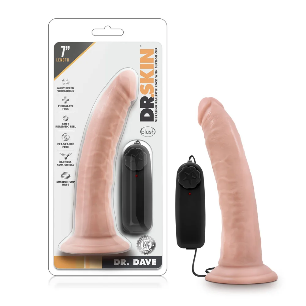 Alternative view of Dr. Skin - Dr. Dave - 7 Inch Vibrating Cock With Suction Cup - Vanilla Ea