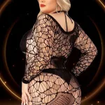 Long Sleeve Mini Dress - Queen Size - Black Lingerie Lapdance