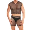 Net-Bula 3pc Set - Large/xl - Black Lingerie Pink Lipstick