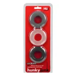 Hunkyjunk Huj3 C-Ring 3 Pk - Tar / Multi Couples & C-Rings Oxballs