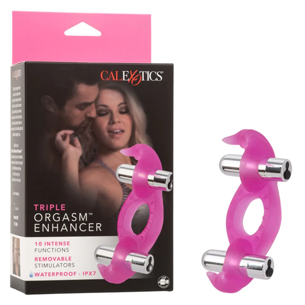 Alternative view of Silicone Triple Orgasm Erection Enhancer Pink Rechargeable