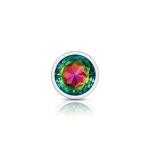Rainbow Round Gem Silver Metal Plug - Lg Anal Play Viben