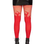 Opaque Flame Tights With Fishnet Top - One Size - Red Hosiery & Garters Leg Avenue