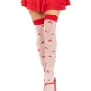 Polka Dot Mushroom Thigh High - One Size - White/red Hosiery & Garters Leg Avenue
