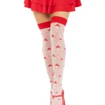 Polka Dot Mushroom Thigh High - One Size - White/red Hosiery & Garters Leg Avenue