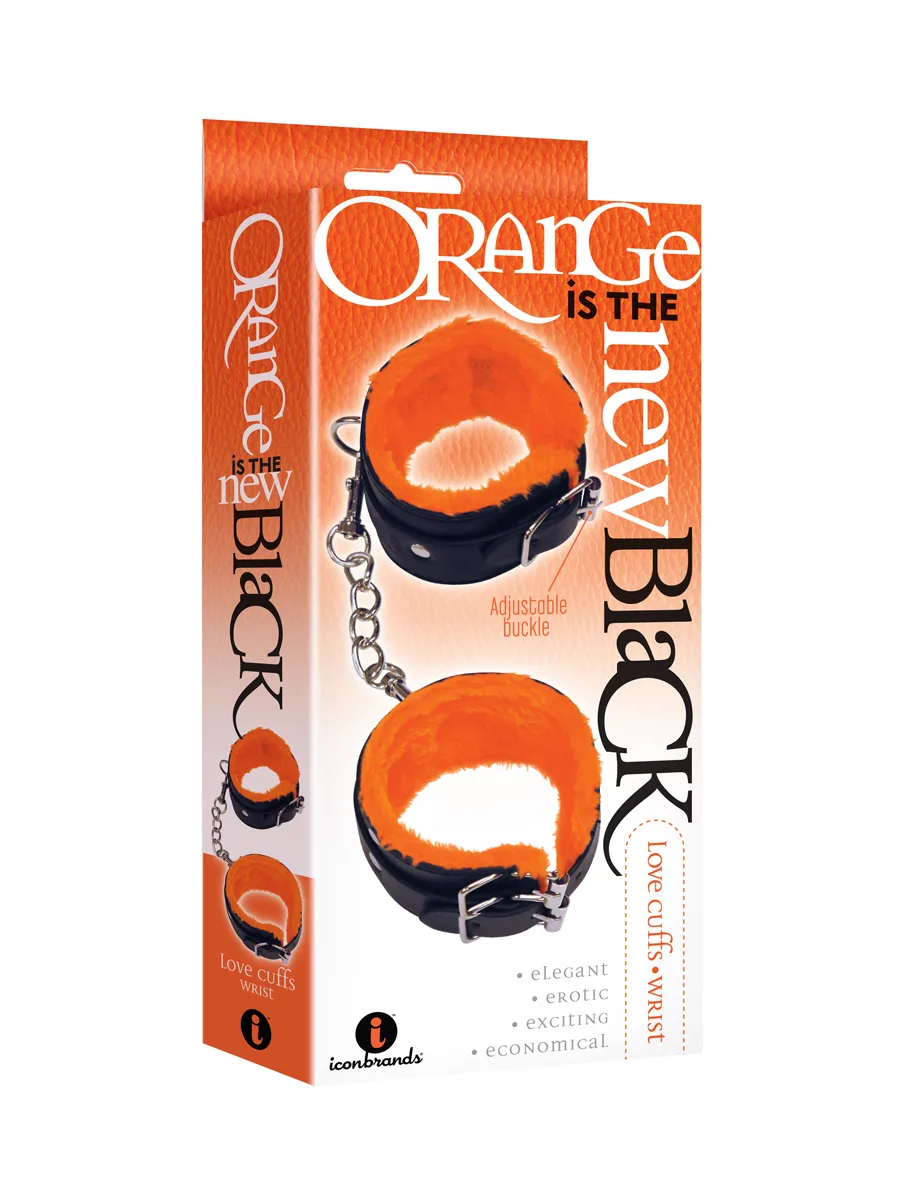 The 9's Orange Is the New Black Love Cuffs Wrist - Black BDSM & Kink Icon Brands