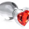 Red Heart Gem Glass Anal Plug - Medium Anal Play XR Brands