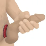 Leather and Velcro Cock Ring - Red Cockrings | Adjustable XR Brands