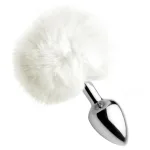 White Fluffy Bunny Tail Anal Plug Anal Play XR Brands