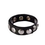 Colt 8 Snap Fastener Leather Strap - Black Cockrings | Adjustable CalExotics