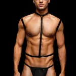 Envy 3 Pc Wet Look Chest Harness - Large/xlarge - Black Panties & Thongs Envy Menswear