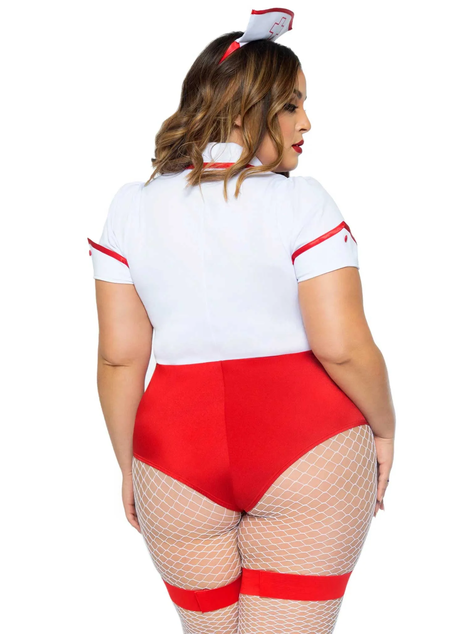 Plus Nurse Feelgood Sexy Costume - 1x/2x - White / Red Costumes Leg Avenue