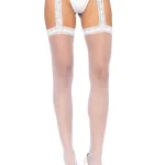 Sheer Thigh Highs - One Size - White Hosiery & Garters Leg Avenue