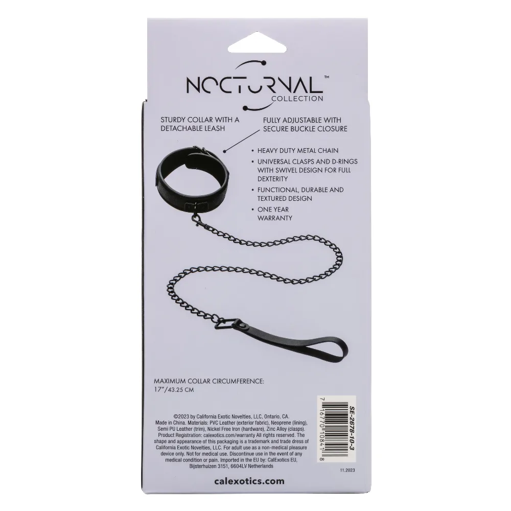 Nocturnal Collection Collar and Leash - Black BDSM & Kink CalExotics