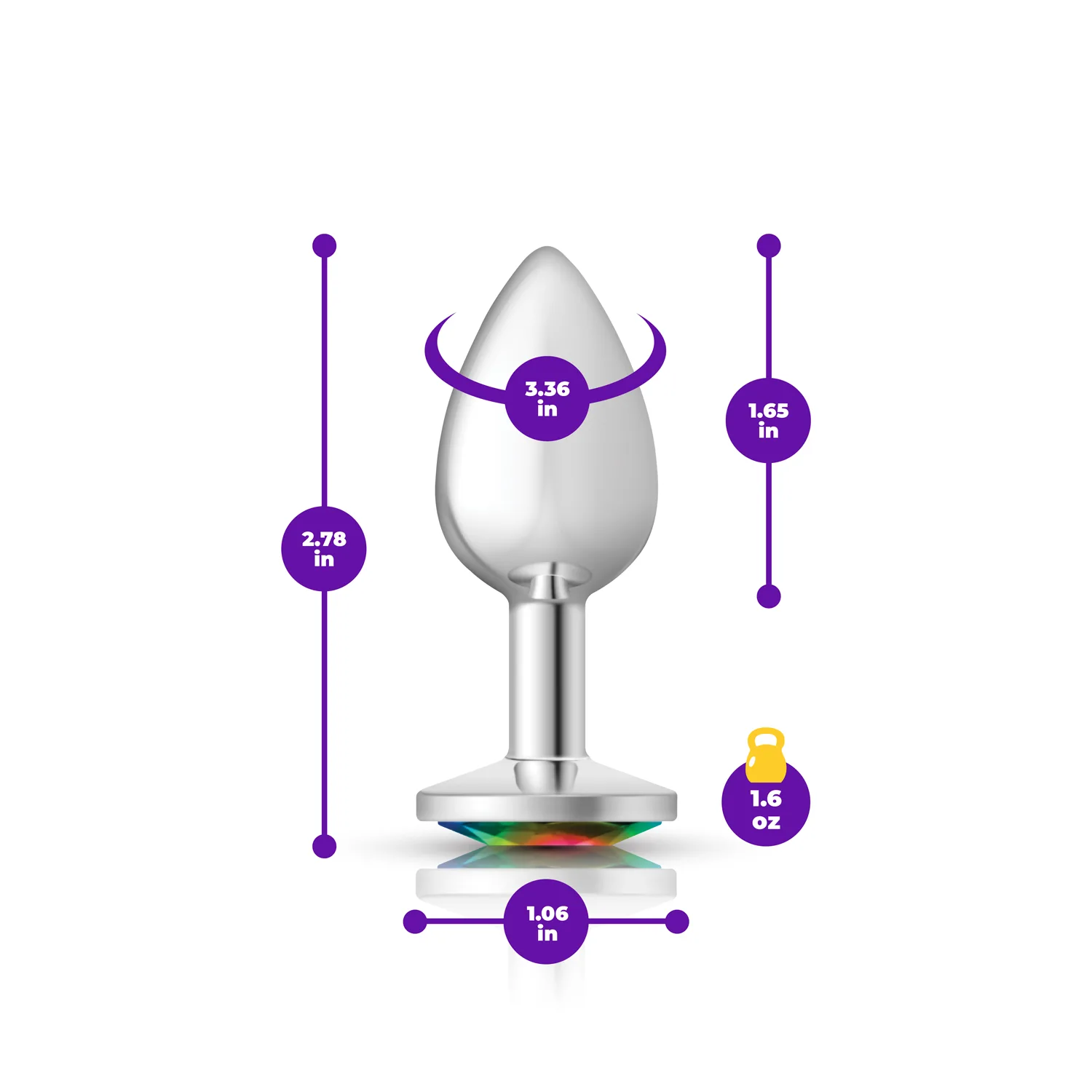 Rainbow Round Gem Silver Metal Plug - Sm Anal Play Viben