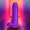Neo Elite - 10 Inch Silicone Dual Density Cock with Balls - Neon Purple Dildos Blush