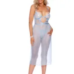 Elegant Moments - Dotted mesh gown - Blue Bell - 1X