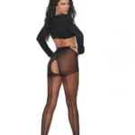 Alternative view of Elegant Moments - Sheer crotchless pantyhose - Black - One Size - Style EM-12017